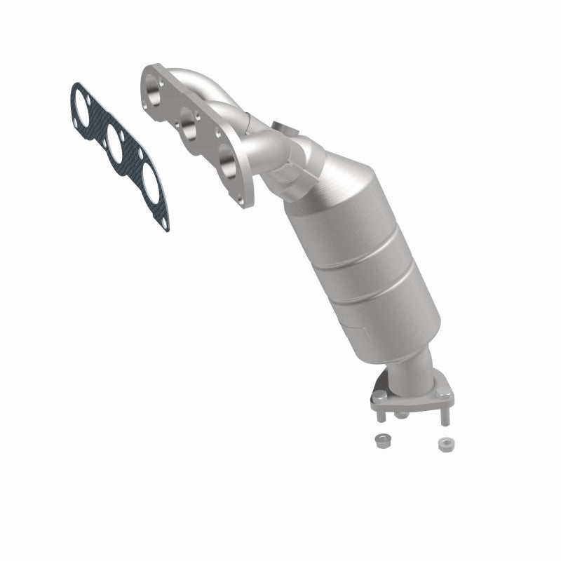MagnaFlow 452912 carb manifold converter, front three-quarter view of the turntable spin