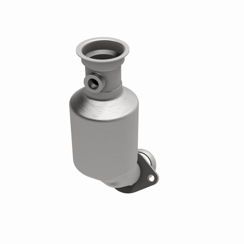 MagnaFlow 93237 hm grade direct-fit catalytic converter, opposite front three-quarter view of the turntable spin