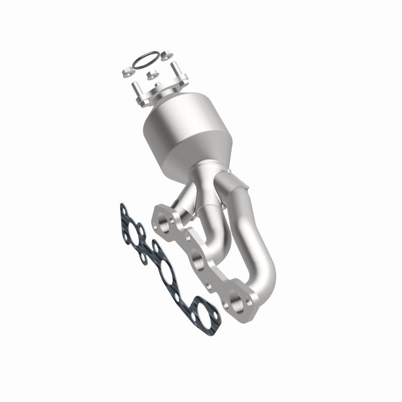 MagnaFlow 49998 oem grade manifold converter, front three-quarter view of the turntable spin