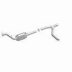 MagnaFlow 49597 oem grade direct-fit catalytic converter, front three-quarter view of the turntable spin