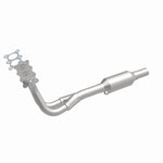 MagnaFlow 23207 epa direct-fit catalytic converter, front three-quarter view of the turntable spin