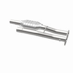 MagnaFlow 23179 hm grade direct-fit catalytic converter, opposite rear three-quarter view of the turntable spin