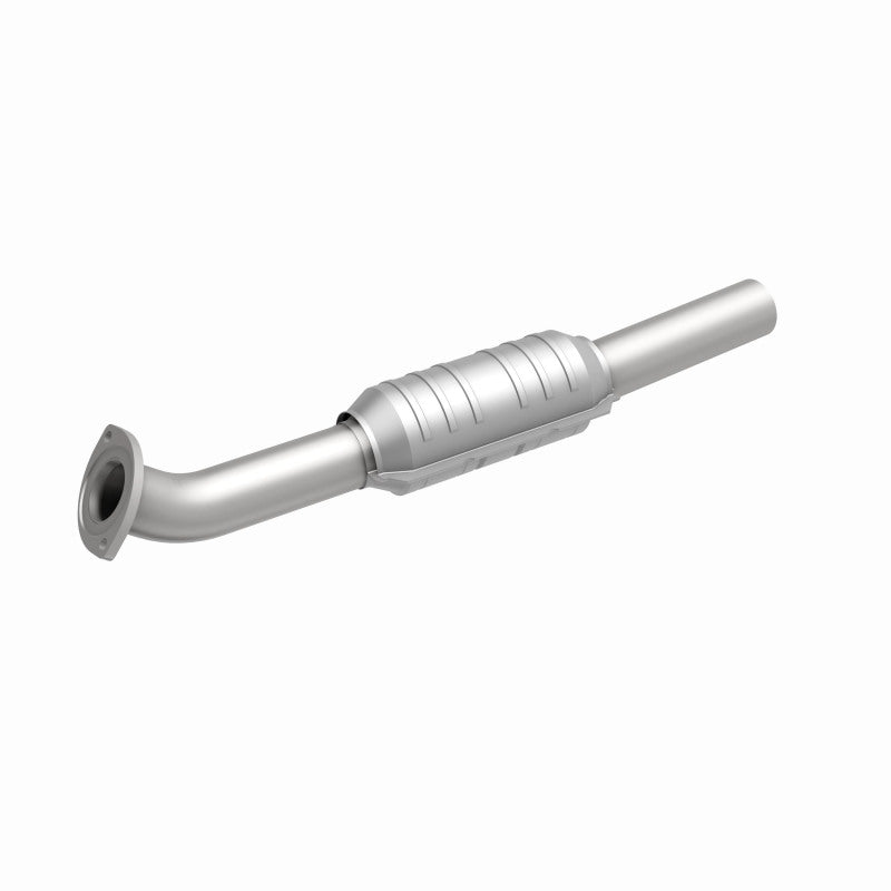 MagnaFlow 23000 hm grade direct-fit catalytic converter, front three-quarter view of the turntable spin