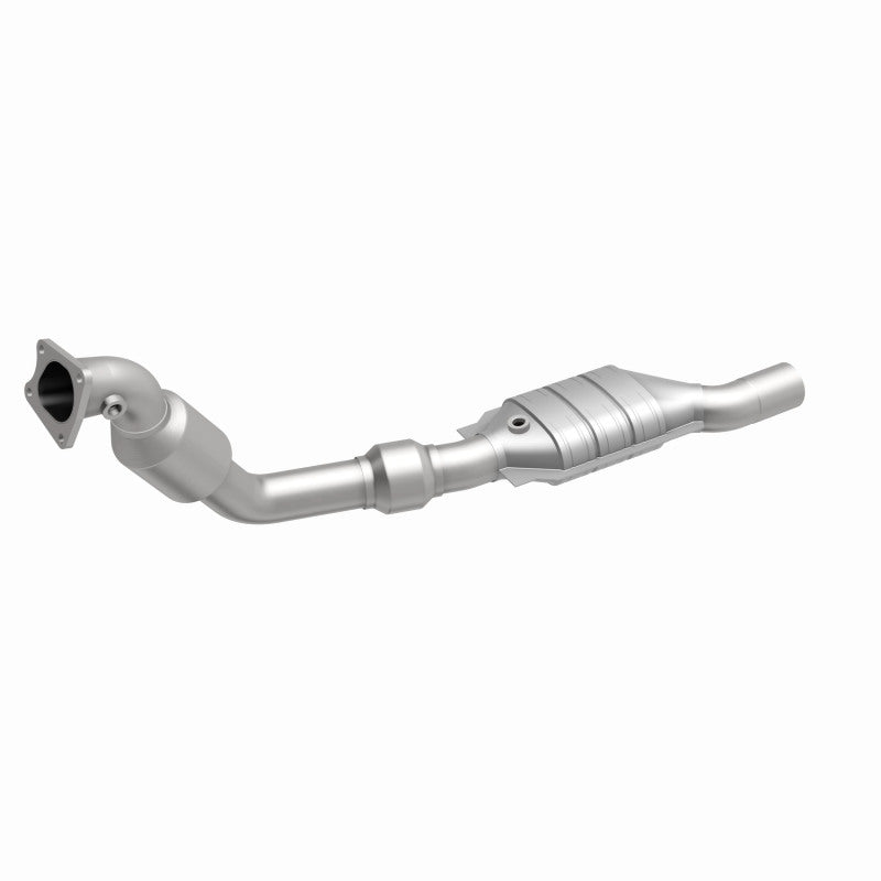MagnaFlow 24501 hm grade direct-fit catalytic converter, front three-quarter view of the turntable spin