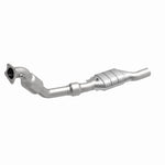 MagnaFlow 24501 hm grade direct-fit catalytic converter, front three-quarter view of the turntable spin
