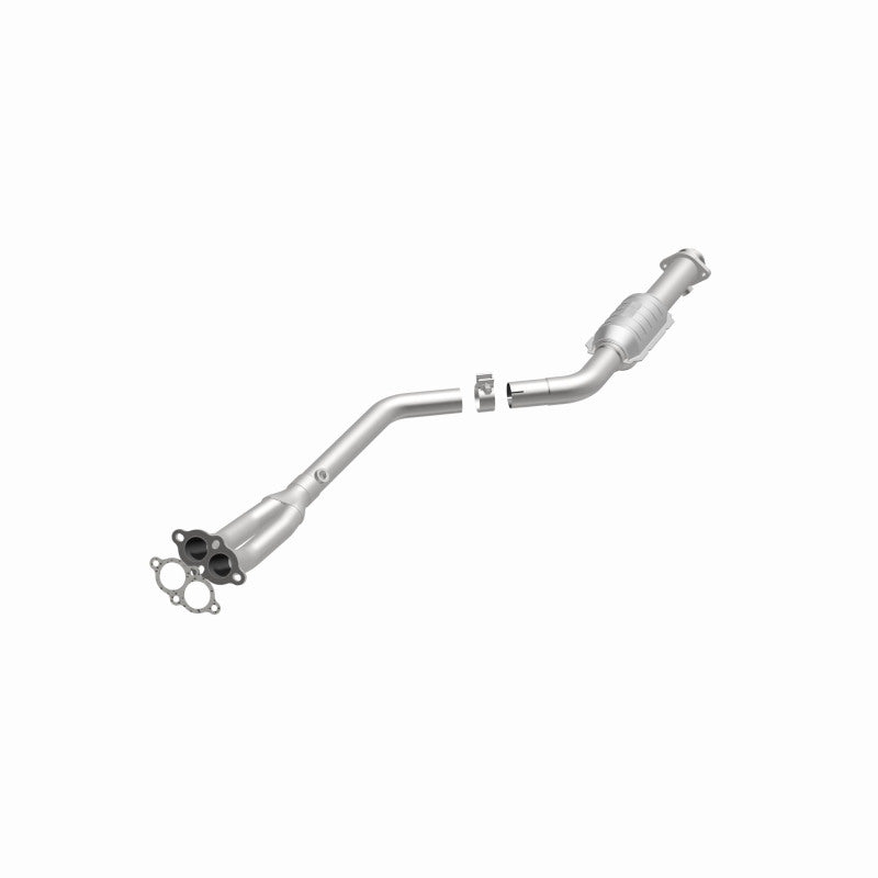 MagnaFlow 23098 hm grade direct-fit catalytic converter, opposite front three-quarter view of the turntable spin