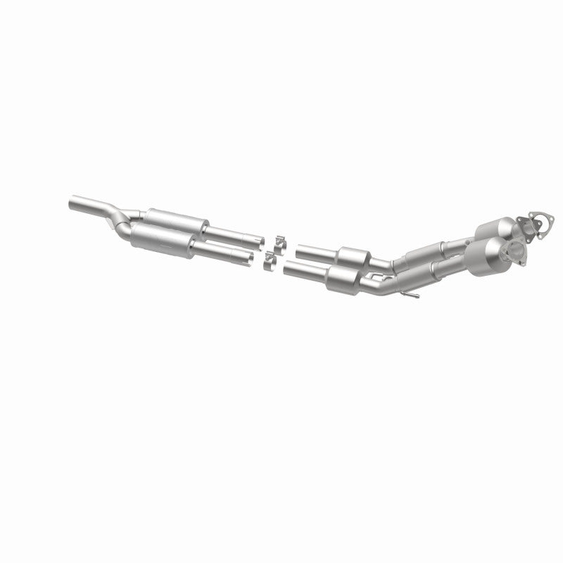 MagnaFlow 52938 oem grade direct-fit catalytic converter, opposite rear three-quarter view of the turntable spin