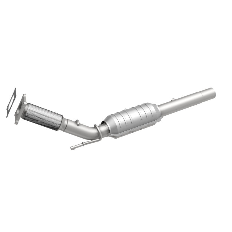 MagnaFlow 24333 hm grade direct-fit catalytic converter, front three-quarter view of the turntable spin