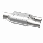 MagnaFlow 99047HM universal catalytic converter, opposite rear three-quarter view of the turntable spin