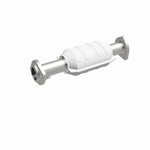 MagnaFlow 49466 oem grade direct-fit catalytic converter, front three-quarter view of the turntable spin
