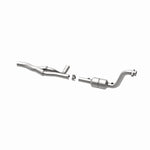 MagnaFlow 93252 hm grade direct-fit catalytic converter, opposite rear three-quarter view of the turntable spin