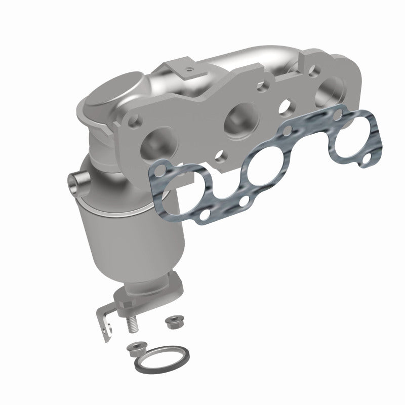MagnaFlow 452468 carb manifold converter, front three-quarter view of the turntable spin