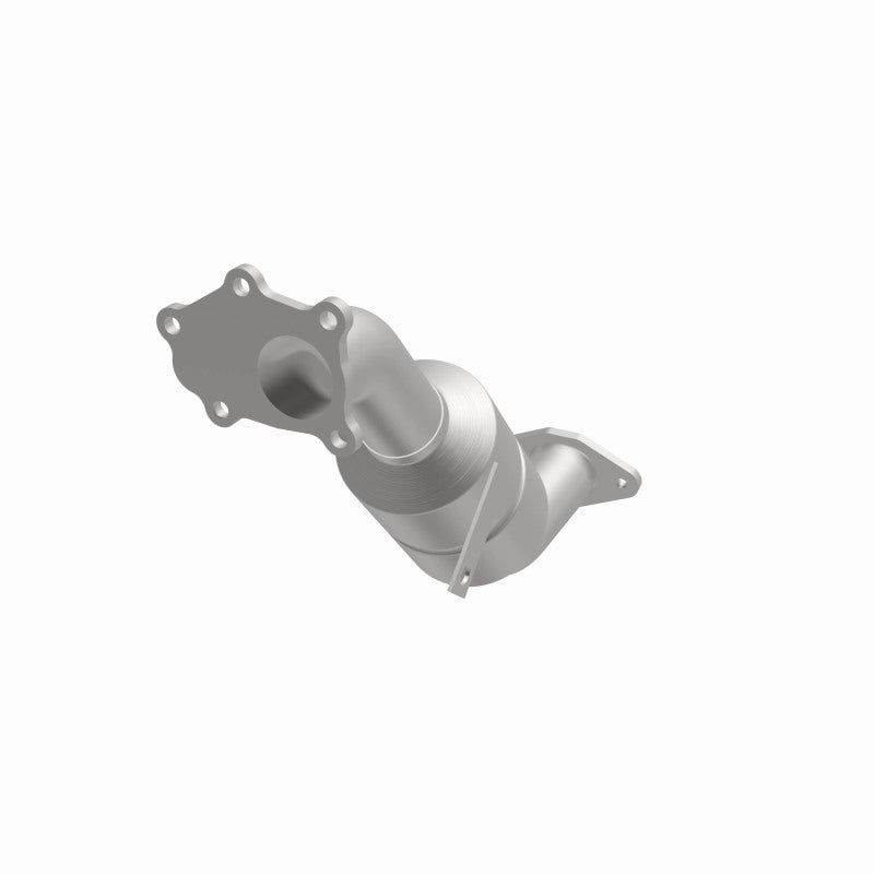 MagnaFlow 444307 carb direct-fit catalytic converter, opposite front three-quarter view of the turntable spin