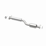 MagnaFlow 5461150 carb direct-fit catalytic converter, opposite rear three-quarter view of the turntable spin