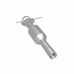 MagnaFlow 5571196 carb direct-fit catalytic converter, rear three-quarter view of the turntable spin