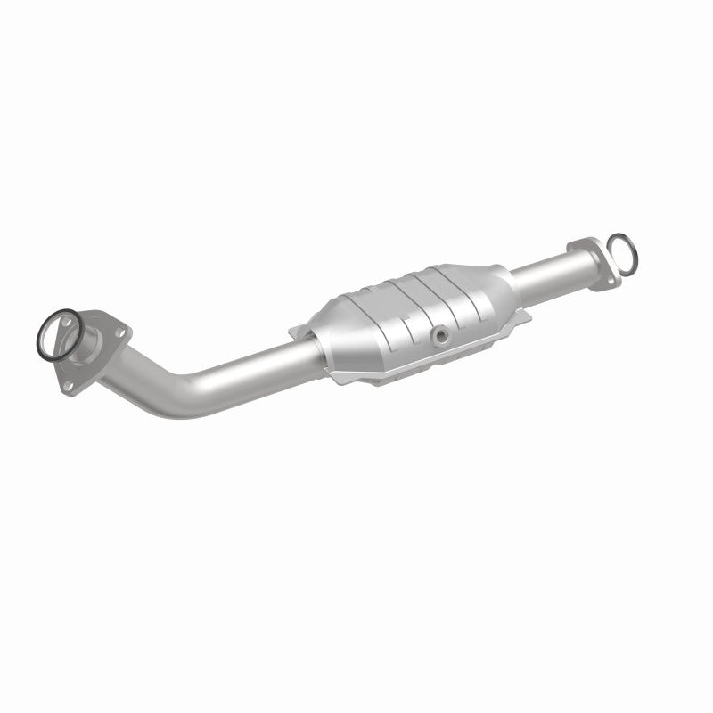MagnaFlow 93399 hm grade direct-fit catalytic converter, front three-quarter view of the turntable spin