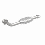 MagnaFlow 93399 hm grade direct-fit catalytic converter, front three-quarter view of the turntable spin