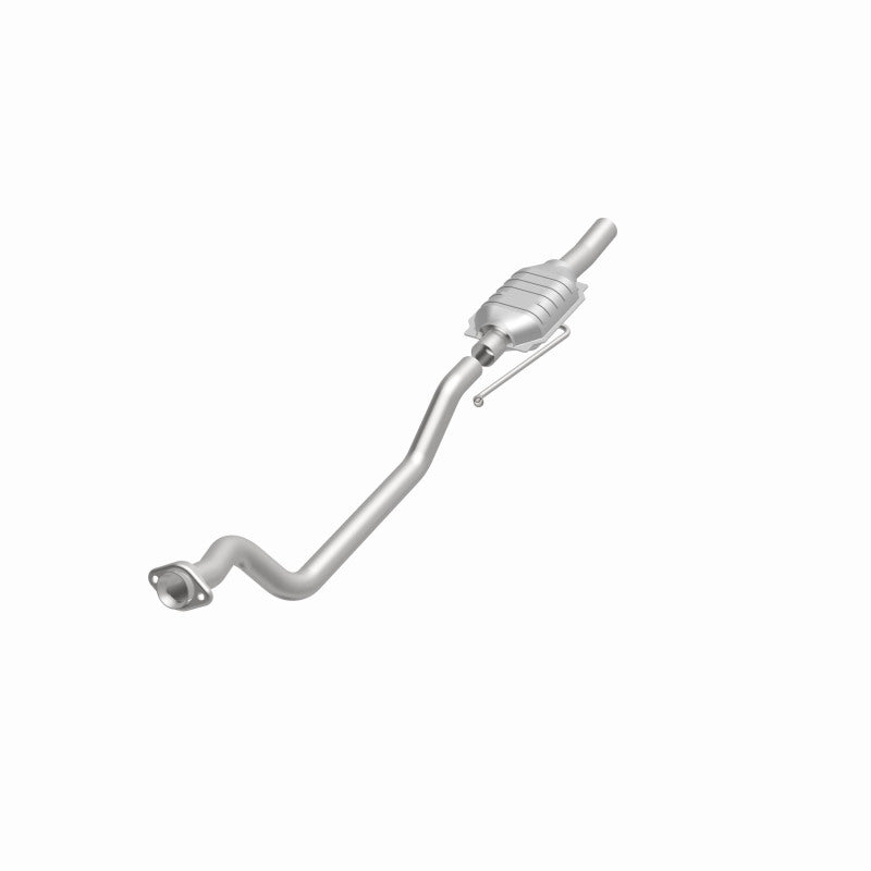 MagnaFlow 93301 epa direct-fit catalytic converter, opposite front three-quarter view of the turntable spin
