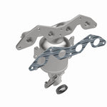 MagnaFlow 452030 carb manifold converter, front three-quarter view of the turntable spin