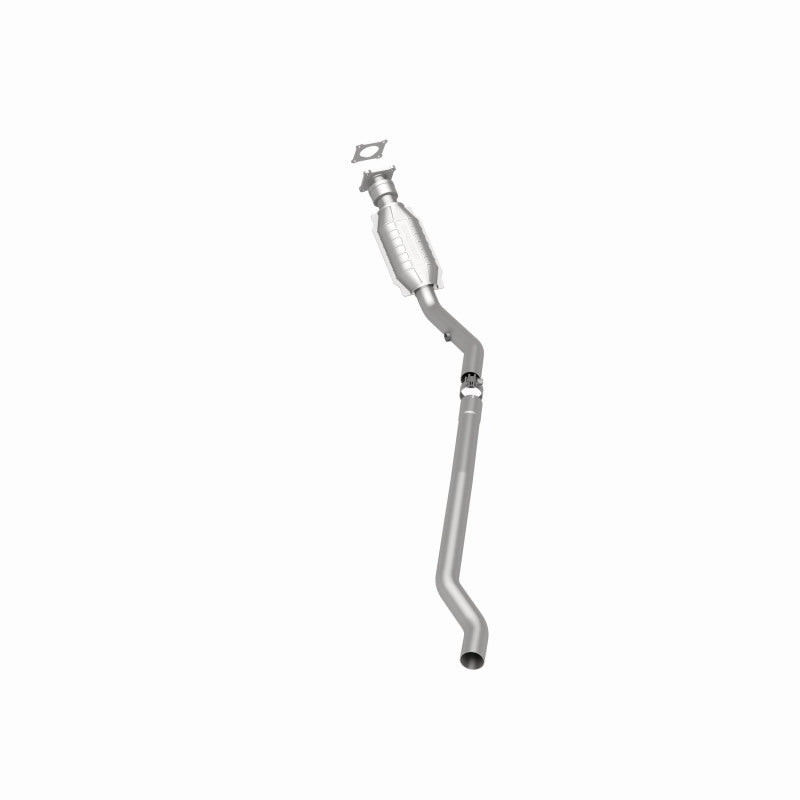 MagnaFlow 93279 hm grade direct-fit catalytic converter, rear three-quarter view of the turntable spin