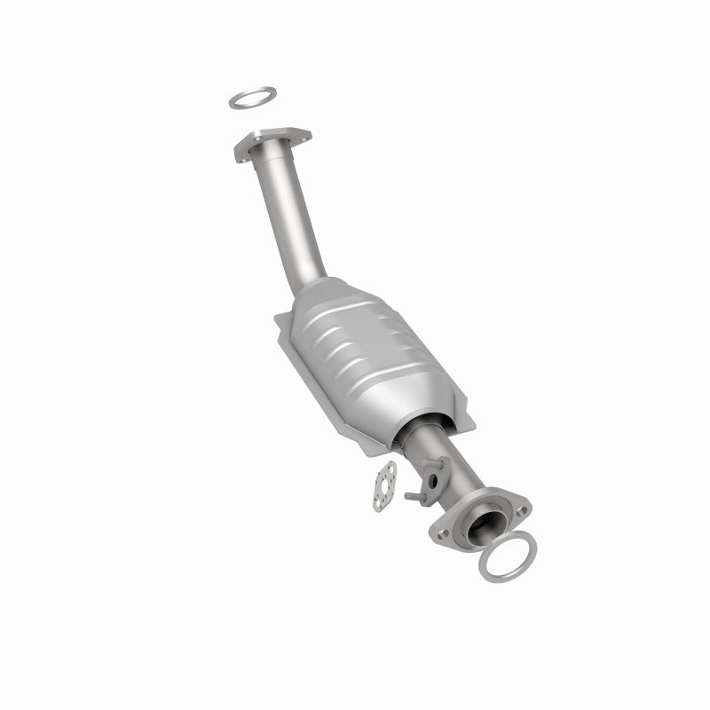 MagnaFlow 23752 hm grade direct-fit catalytic converter, rear three-quarter view of the turntable spin