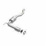 MagnaFlow 23181 hm grade direct-fit catalytic converter, opposite front three-quarter view of the turntable spin