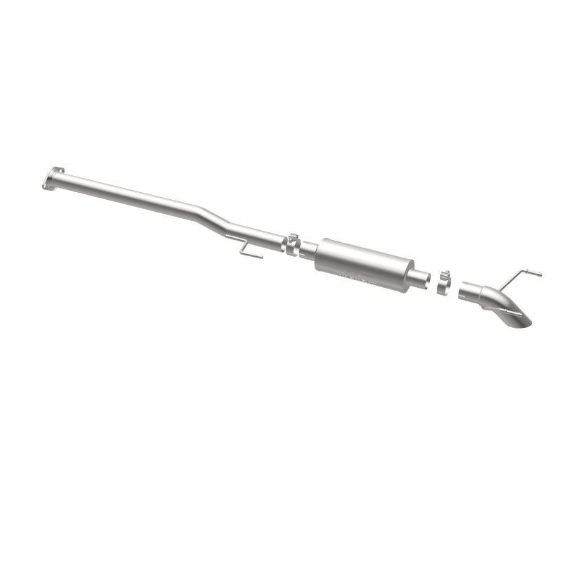 MagnaFlow 17147 cat-back exhaust, opposite rear three-quarter view of the turntable spin