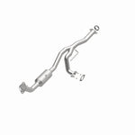 MagnaFlow 5561676 carb direct-fit catalytic converter, opposite front three-quarter view of the turntable spin