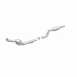 MagnaFlow 454043 carb direct-fit catalytic converter, front three-quarter view of the turntable spin