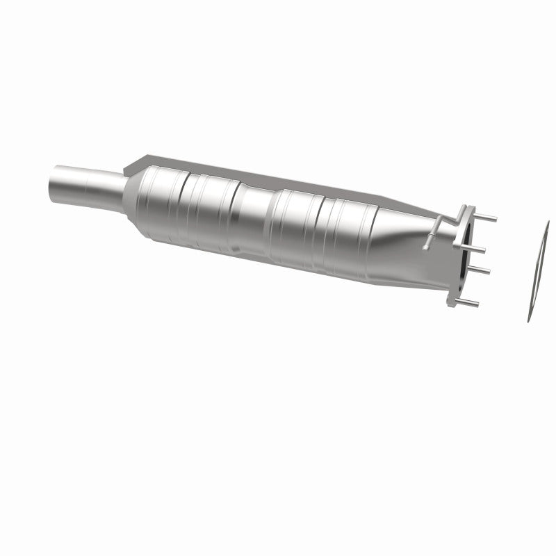 MagnaFlow 24161 hm grade direct-fit catalytic converter, opposite rear three-quarter view of the turntable spin