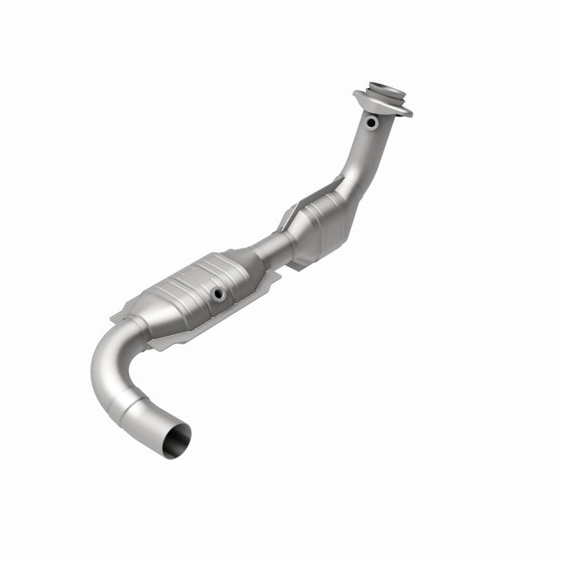 MagnaFlow 447135 carb direct-fit catalytic converter, rear view of the turntable spin