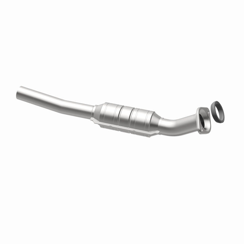 MagnaFlow 5571479 carb direct-fit catalytic converter, rear three-quarter view of the turntable spin