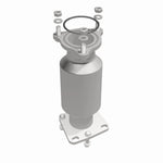 MagnaFlow 52909 oem grade direct-fit catalytic converter, front three-quarter view of the turntable spin