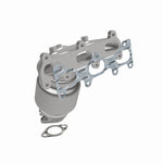MagnaFlow 452044 carb manifold converter, front three-quarter view of the turntable spin