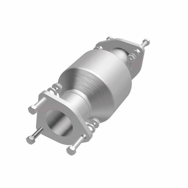 MagnaFlow 5592184 carb direct-fit catalytic converter, opposite front three-quarter view of the turntable spin