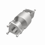 MagnaFlow 5592184 carb direct-fit catalytic converter, opposite front three-quarter view of the turntable spin