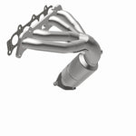 MagnaFlow 452016 carb manifold converter, opposite rear three-quarter view of the turntable spin