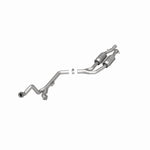 MagnaFlow 23573 epa direct-fit catalytic converter, opposite front three-quarter view of the turntable spin
