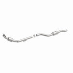 MagnaFlow 454040 carb direct-fit catalytic converter, front three-quarter view of the turntable spin