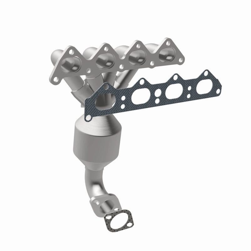MagnaFlow 452038 carb manifold converter, front three-quarter view of the turntable spin