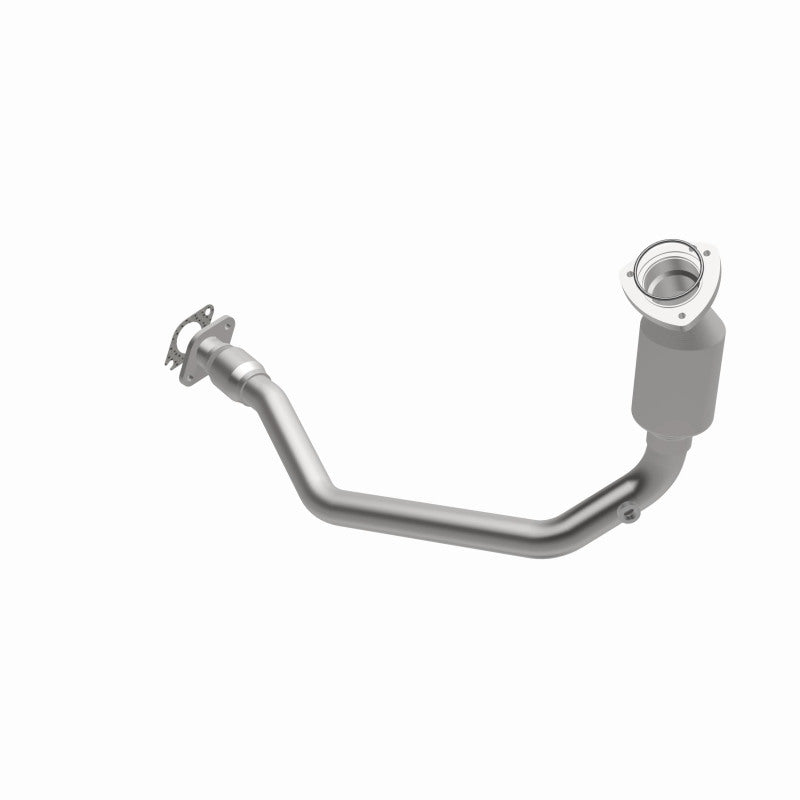MagnaFlow 93437 hm grade direct-fit catalytic converter, opposite front three-quarter view of the turntable spin