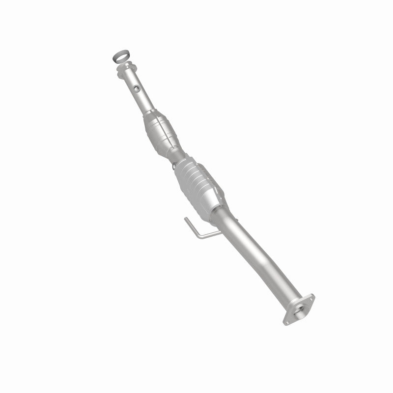 MagnaFlow 52112 oem grade direct-fit catalytic converter, rear three-quarter view of the turntable spin