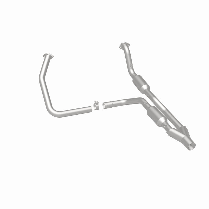 MagnaFlow 5451358 carb direct-fit catalytic converter, rear three-quarter view of the turntable spin