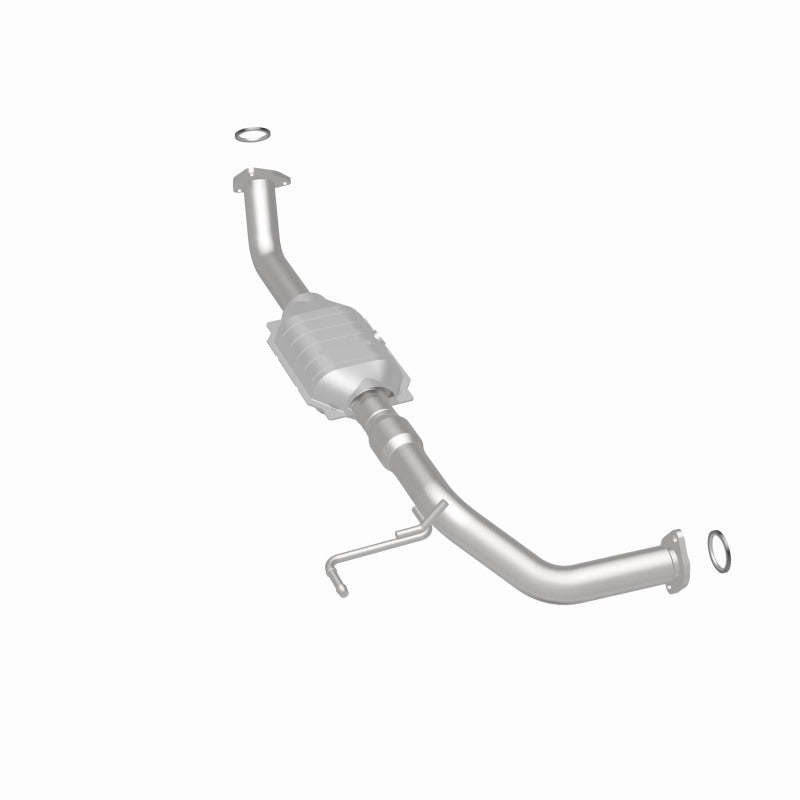 MagnaFlow 93398 hm grade direct-fit catalytic converter, rear three-quarter view of the turntable spin
