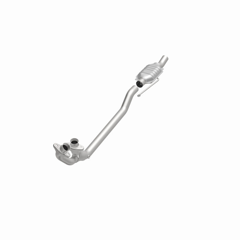 MagnaFlow 93302 epa direct-fit catalytic converter, opposite front three-quarter view of the turntable spin