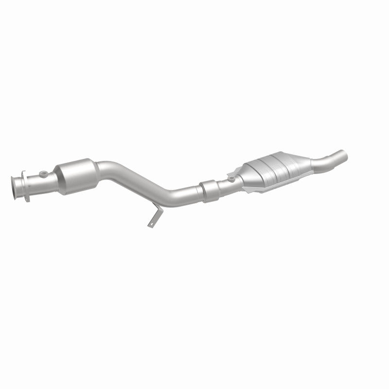 MagnaFlow 24122 hm grade direct-fit catalytic converter, front three-quarter view of the turntable spin
