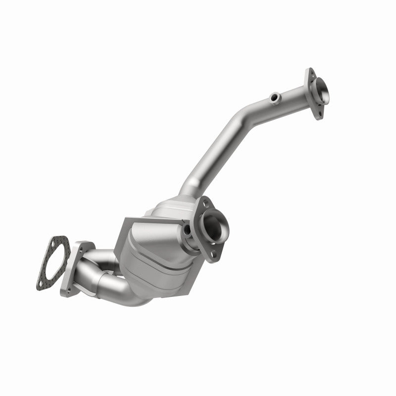 MagnaFlow 93110 hm grade direct-fit catalytic converter, opposite rear three-quarter view of the turntable spin