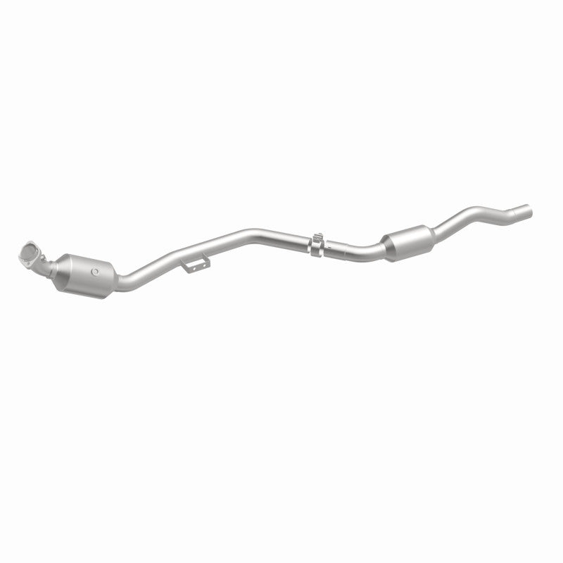 MagnaFlow 551666 carb direct-fit catalytic converter, front three-quarter view of the turntable spin