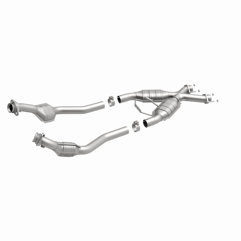 MagnaFlow 337339 carb direct-fit catalytic converter, front three-quarter view of the turntable spin