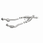 MagnaFlow 337339 carb direct-fit catalytic converter, front three-quarter view of the turntable spin